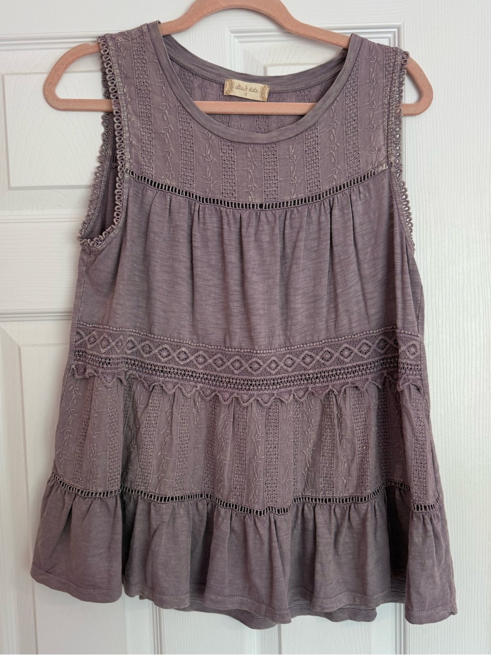 Altar’s State Mauve Crochet Peplum Tank